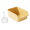 thumbnail image 3 of Caja de arena para gatos antiadherente semicerrada, contenedor de arena para gatos, orinal fácil de transportar, inodoro para gatitos, caja de arena p amarillo, 3 of 10