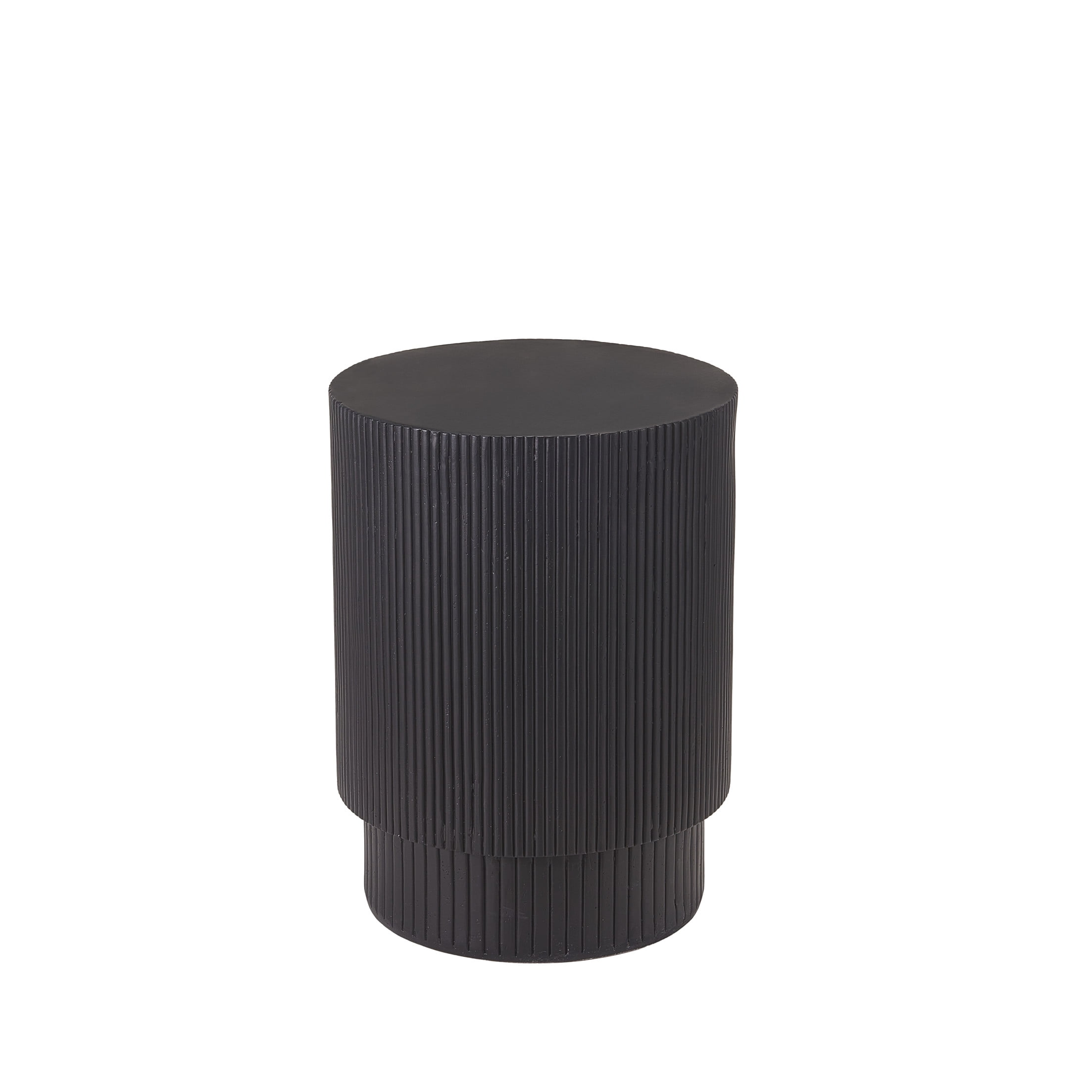 Christopher Knight Home Minimalist Ribbed MGO Side Table, Lightweight Concrete, Indoor/Outdoor, Black
