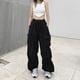 thumbnail image 3 of Pantalones Cargo de pierna ancha para mujer, ropa de calle informal, Harajuku, Vintage, holgado, recto, Y2k, 3 of 4