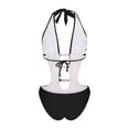 thumbnail image 5 of One Piece Swimsuits for Women Halter Plunge Neck Monokini Pearl Beaded Cut Out Tummy Control Bathing Suits Flattering Beachwear, 5 of 9