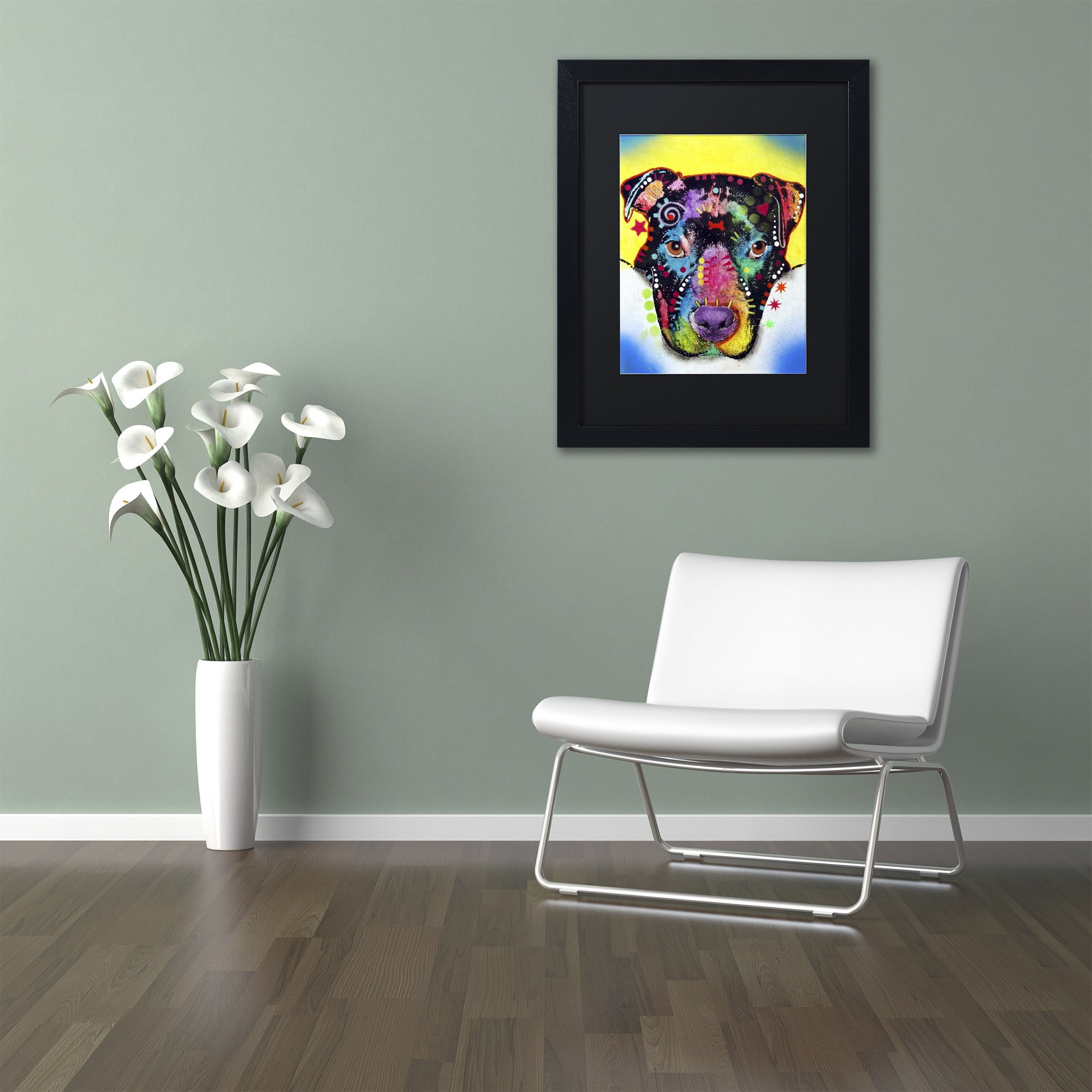 Trademark Fine Art "Otter Pitbull" Canvas Art by Dean Russo, Black Matte, Black Frame