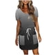 thumbnail image 1 of Mini Vestido de Verano Color Sólido Cuello en V Manga Corta Vestido de Becerro Medio, Vestido Corto de Verano, 1 of 5