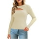 thumbnail image 3 of Tops babydoll,Blusa informal de cuello redondo de punto calado para mujer, manga larga, poliéster, tejido suave y ligero, ideal para el hogar, sopatenor, 3 of 7