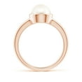 thumbnail image 2 of ANGARA Bezel-Set Round Freshwater Cultured Pearl Solitaire Engagement Ring in 14K Rose Gold for Women | June Birthstone, Birthday, Anniversary, Jewelry Gift for Women | Pearl Ring, 2 of 8