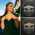 thumbnail image 3 of enjoywould Women Face Cover Exaggerated Adjustable Open Design Tassel Sparkling Decorative Gift Full Rhinestones Masquerade Face Cover Hair Ornament for Girls, 3 of 5