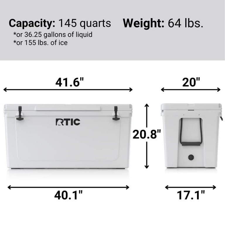 RTIC Huge 145 QT Ultra-Tough Rotomolded Cooler, White, Fits 195