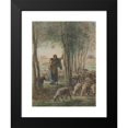 thumbnail image 2 of Jean-François Millet 19x24 Black Modern Framed Museum Art Print Titled - A Shepherdess and Her Flock in the Shade of Trees (1854-55), 2 of 5
