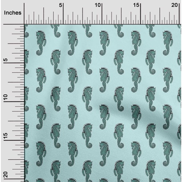oneOone Tissu Popeline de Coton Imprimé Hippocampe pour Couture Largeur 56 Pouces