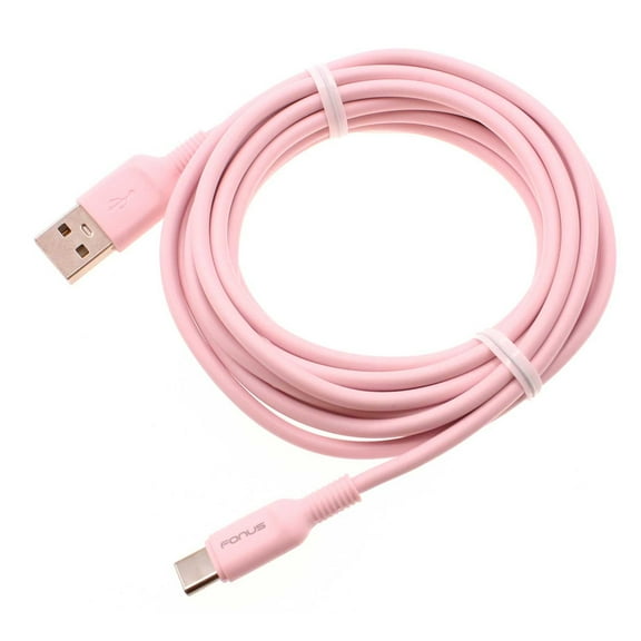 Pink 10ft Long USB-C Cable for T-Mobile REVVL 6 PRO 5G Phone - Charger Cord Power Wire Type-C Fast Charge Sync G9J Compatible With REVVL 6 PRO 5G