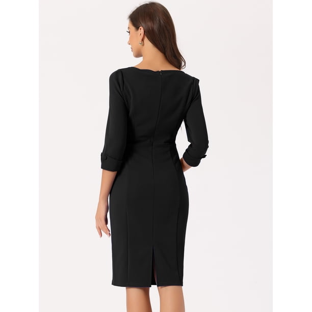 knee length dresses for ladies Smitten Sweetheart Neckline Chiffon Midi Dress Black– Selfie Leslie