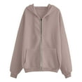 thumbnail image 4 of GEWSEY Women's Fall Zipper Long Sleeve Hoodie Hooded Sweatshirt Top Outdoor Sweatshirt Shirt Long Zipper Sweaters (Khaki, M), 4 of 4