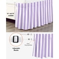 thumbnail image 3 of Purple Striped Bed Skirt Cal King Size, Modern Farmhouse Purple White Stripes Wrap Around Bed Skirting with Adjustable Elastic Strap, Dust Ruffled Pleated Bedskirts 18 Inch Drop for Bedroom Beds, 3 of 9
