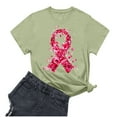 thumbnail image 3 of Nfurl Women's Pink Ribbon Graphic Tees Shirts Plus Size Breast Cancer Awareness Shirts Casual Short Sleeve Crewneck Tshirts for Survivor Gift Green M, 3 of 4