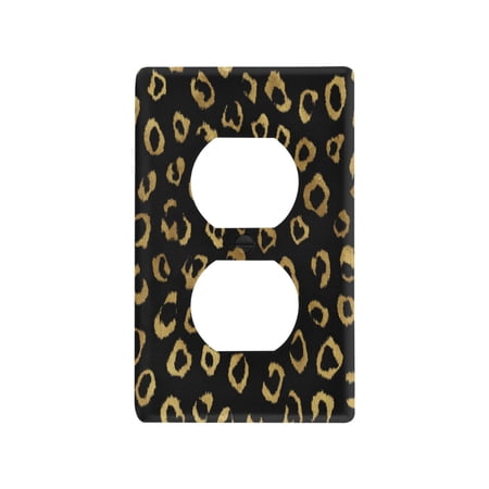 Light Switch Cover Switch Plate Outlet Cover Plug Cover for Electrical Duplex Outlets Gold Leopard Pattern
