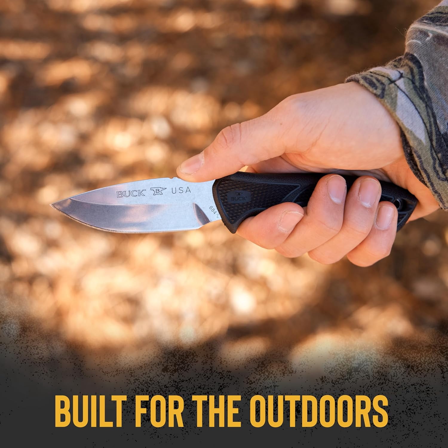 Buck Knives 684 Small BuckLite Max II Hunting Knife, 3-1/4" Fixed Blade, Rubber Handle, 2.8 oz