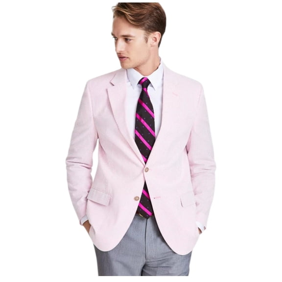 Nautica Mens Classic fit Sport Coat Blazer 40 L Pink Striped Stretch