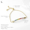 thumbnail image 4 of Amberta Lumini Women 925 Sterling Silver Rainbow Bracelet Gold Colorful Tennis Bracelet, 4 of 6