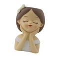 thumbnail image 4 of Fancyes Cute Girl Flower Pot Flower Holder Desktop Ornament Container Decorative Planter Resin Vase for Office Farmhouse Bedroom Cafe D, 4 of 8