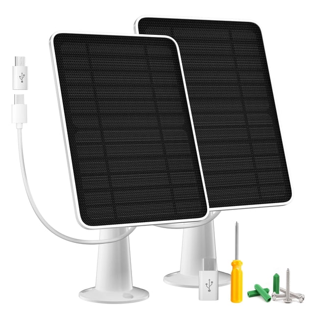 Solar Panel Charger Compatible with Arlo Essential 2K Outdoor(2nd Gen)/Essential XL Camera(2nd Gen)/Essential Spotlight, 5W Solar Panel with IP65 Waterproof 10