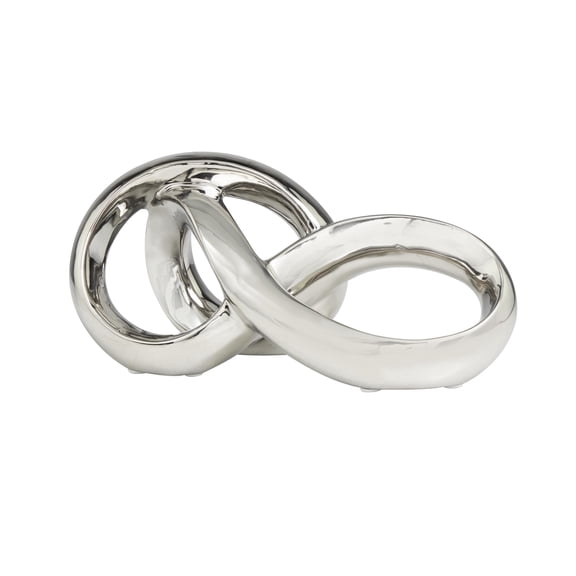11" x 5" Silver Ceramic Infinity Loop Abstract Sculpture, by DecMode