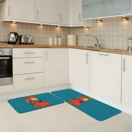 

Kitchen Mats for Floor 2 Piece - Skateboard Dinosaur Fun Anti Fatigue Mats for Kitchen Floor Kitchen Rugs Non Slip Washable Mat for Home Kitchen Decor