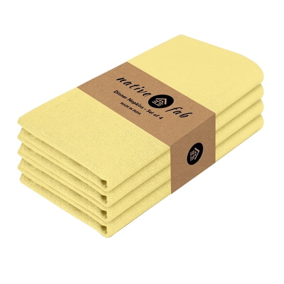 Native Fab Set of 4 Table Dinner Cloth Napkin 17x17 - Sandal Yellow