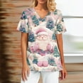 thumbnail image 2 of Garbnen Holiday Scrub Tops for Women Funny Xmas Printed V Neck Short Sleeve Fall Women Scrub Top Nursing Tops with Pocket S-5XL, 2 of 5