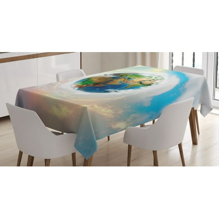 

Earth Tablecloth Vibrant Colorful Image of Planet Earth Vivid Continents Swirling Clouds Ecology Theme Rectangular Table Cover for Dining Room Kitchen 60 X 90 Inches Multicolor by Ambesonne
