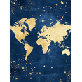 thumbnail image 1 of Qisvanset Gold Foil World Map Canvas Print, 40x30cm for Study Travel Room, 1 of 8