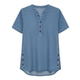 thumbnail image 6 of Fnooota Womens Denim Shirts, Casual Summer Short Sleeve V Neck Jean Tops for Women Light Blue Size M, 6 of 6