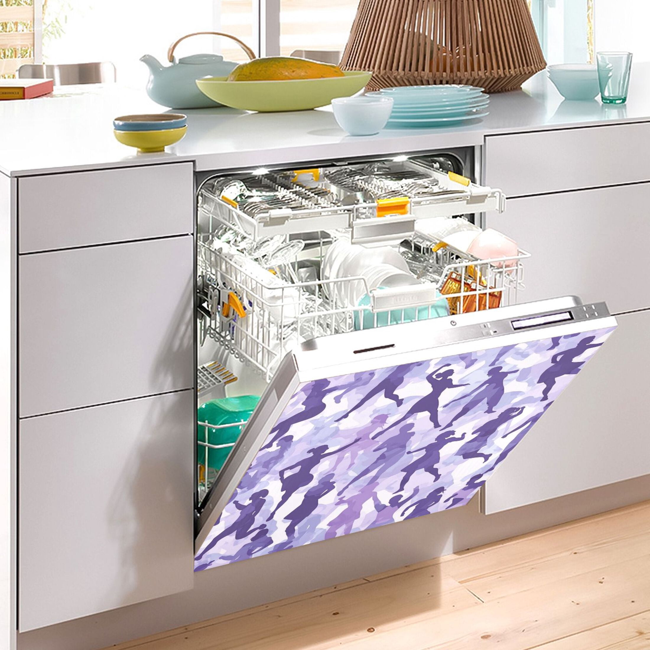 Dishwasher Magnetic Sticker 23x26 Inch Refrigerator Magnetic Sticker Washing Machine Magnetic Sticker Kitchen Panel Magnetic Sticker Home Decor Dancing Crowd