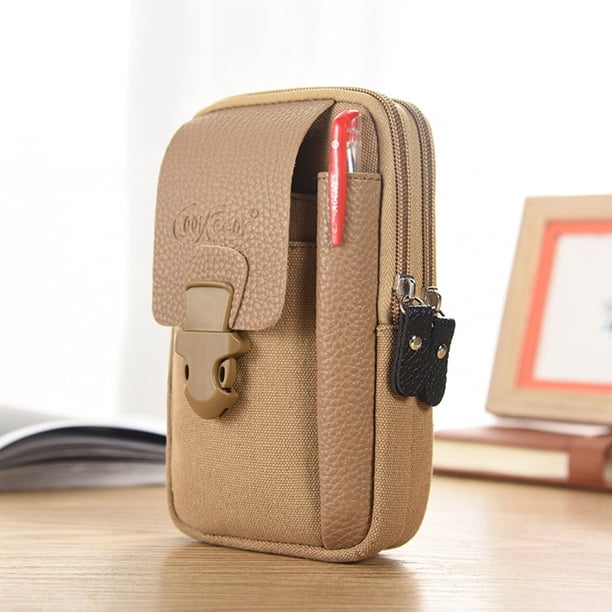 Riñonera de lona de cuero genuino para hombre bolso para teléfono Likrtyny bolso para la cintura cartera para cinturón