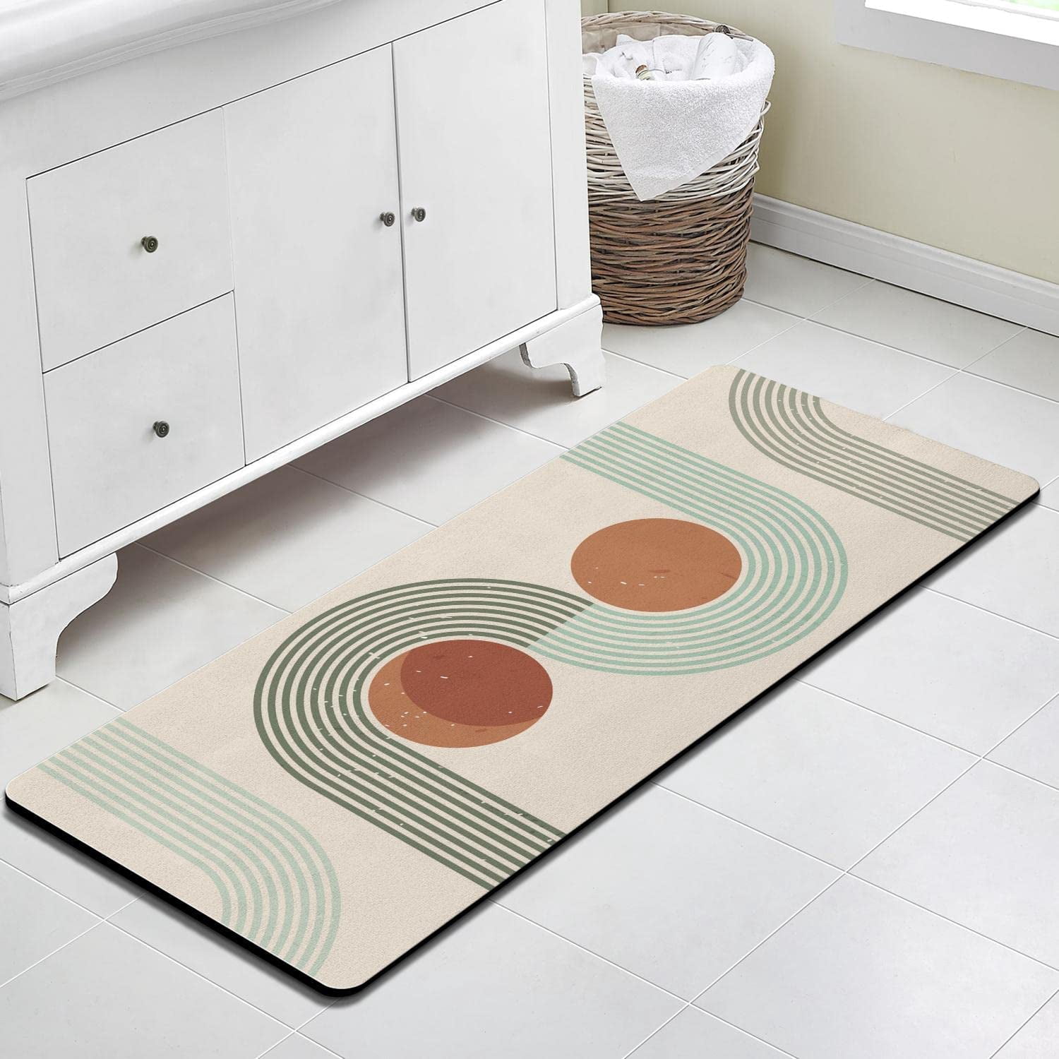 Nutksea Boho Bathroom Rugs Cute Bath Mat Non-Slip Modern Abstract Minimalism Boho Bathroom Mat Soft Machine Washable Boho Floor Mats,20''''x32'''' (Boho Two, 20"x48")