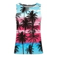 thumbnail image 4 of Penkiiy Beach Tank Top for Men Sunset Coconut Print Summer T Shirt Casual Crewneck Vest Sleeveless Stylish Tank Tops Blouse M Hot Pink, 4 of 4