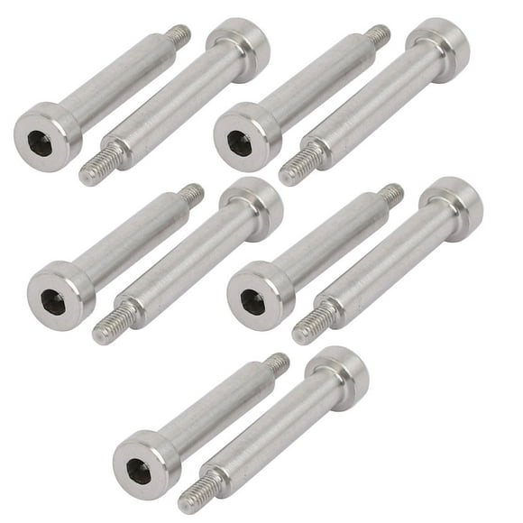 Unique Bargains 10pcs 304 Stainless Steel Hex Socket Shoulder Bolt 5mm Shoulder Dia 25mm Shoulder Length M3 Thread