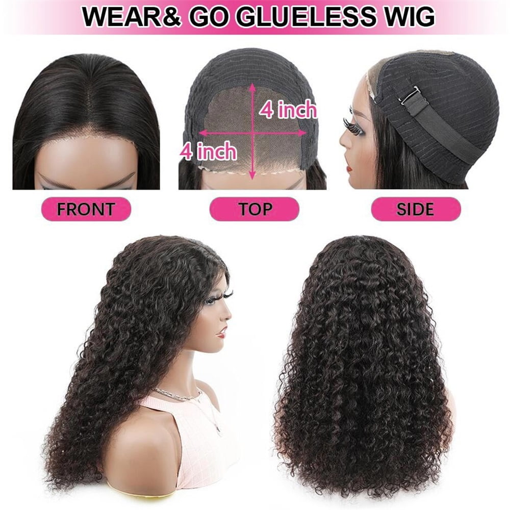 Water Wave Glueless Wig 180% Density Pre-Plucked Curly Human Hair Wigs for Women