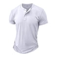 thumbnail image 5 of Mens Henley T-shirts Cotton Short Sleeve Shirts Solid Color Casual Slim Fit Summer Tops for Everyday Wear, 5 of 6
