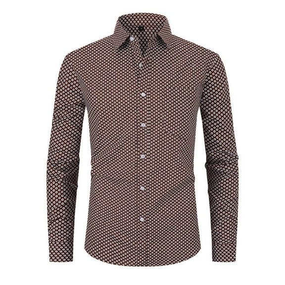 WREESH Mens New Dress Shirts Slim Fit Suit Shirts Floral Print Shirts Button Up Long Sleeve Shirt Fashion Business Top Red