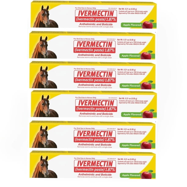 Gel Deworm-er For Horses-Apple Flavored,Equine Ive-rme-ctin Paste–Effective Horse Wormer, 1.87% for Horse- Safe For All Equine -6 Pack/0.21 oz
