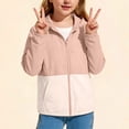 thumbnail image 6 of Karoyedx Baby Girl Jacket Girls Long Coat Fall Hooded Waterproof Windproof Long Sleeve Kids Zip Up Jacket Lightweight Outdoor Tactical Jacket Light Pink Size,15-16 Years, 6 of 8