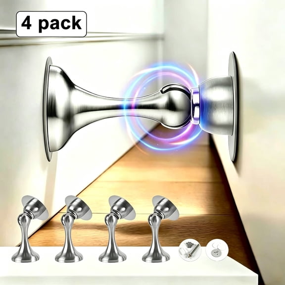 4 Pack Magnetic Door Stoppers, Door Stop Holder to Keep Door Open Wall & Magnetic Door Stops for Bottom of Door, Suitable for Home, Office, Bedroom, Bathroom