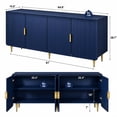 thumbnail image 3 of Entrintou 64.8"Fluted Sideboard Buffet Cabinet,4 Door,6 Center-Support Legs,150 lb Top, For Dining Room, Living Room,Navy Blue with Gold Hardware, 3 of 12