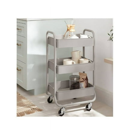 Brightroom 83499906 3 Tier Metal Utility Cart Gray