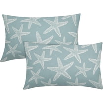 Seafoam Blue Starfish Ocean Lumbar Pillow Covers 12X20 Inch Summer Nautical Coastal Beach Decorative Pillow Cases Set of 2 Cotton Linen Throw Pillows Seasonal Home Decor For Couch Cushion Outdoor