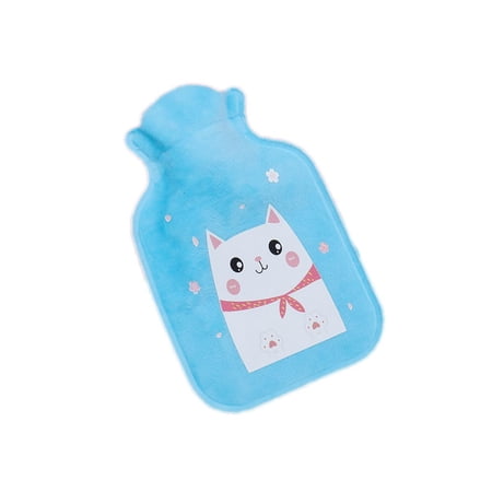Winter Mini Cartoon Cute Plush Hot Water Bottles Warming Products Water Injection BLUE OWL