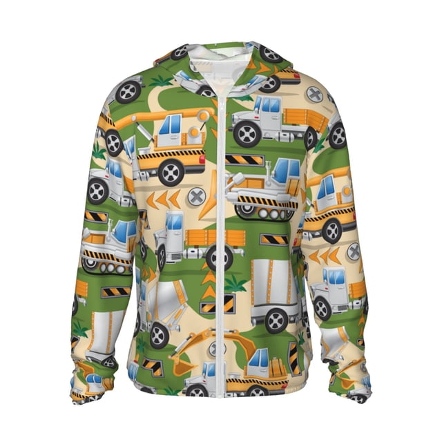 Fotbe Construction Machinery1 Chaqueta con Protección Solar UPF 50+ para Hombre y Mujer, Camisa con Capucha y Bolsillos-XX-Large