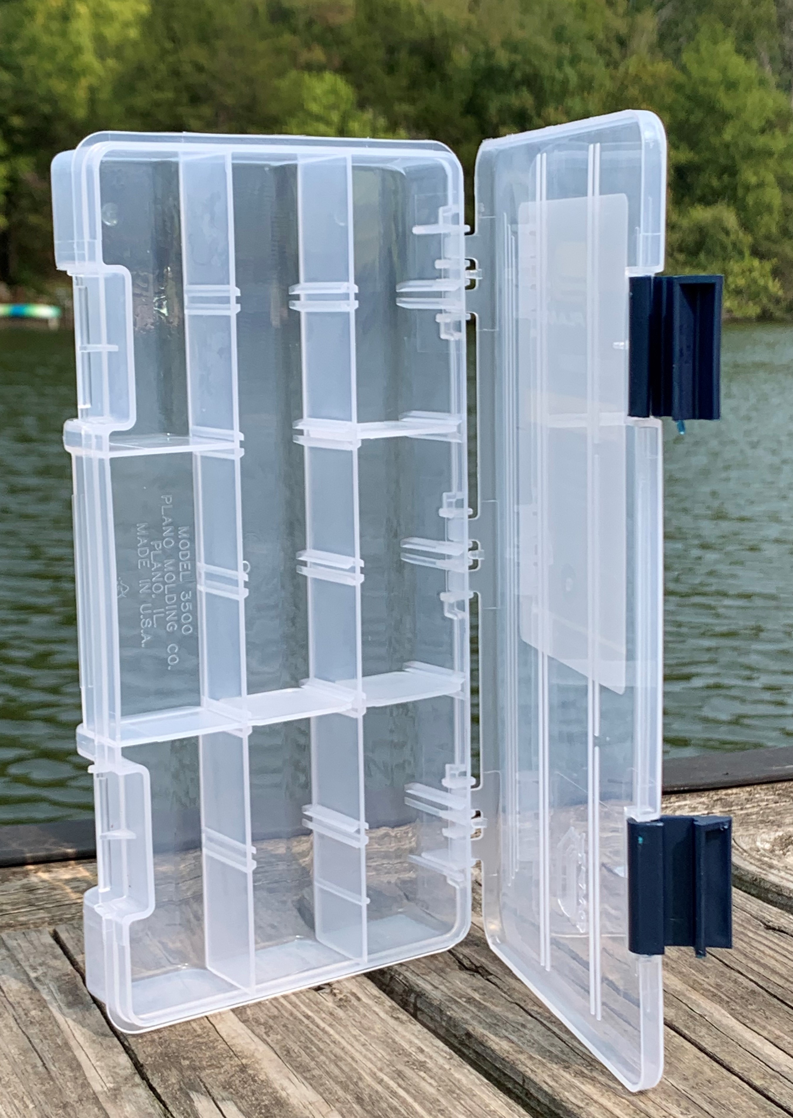 Plano Fishing Tackle Boxes & Bait Storage, Prolatch Adjustable Transparent  Stowaway Utility Box, Clear