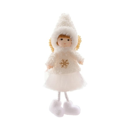 

November Savings! Feltree Christmas Hat Style Angel Girl Pendant Love Angel Long Legged Girl Doll Lace Gauze Dress Princess Girl Pendant Cute Plush Angel Doll Home Decoration