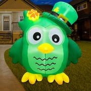 BESTPARTY 5.3ft Inflatable St. Patrick's Day Cute Owl Decoration, LED Blow Up Lighted Decor Indoor Outdoor Holiday Art Decor Decorations