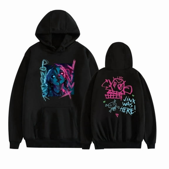 Arcane Jinx Cosplay Merch Hoodie - Unisex Adult Casual Pullover Sweatshirt, Anime Streetwear